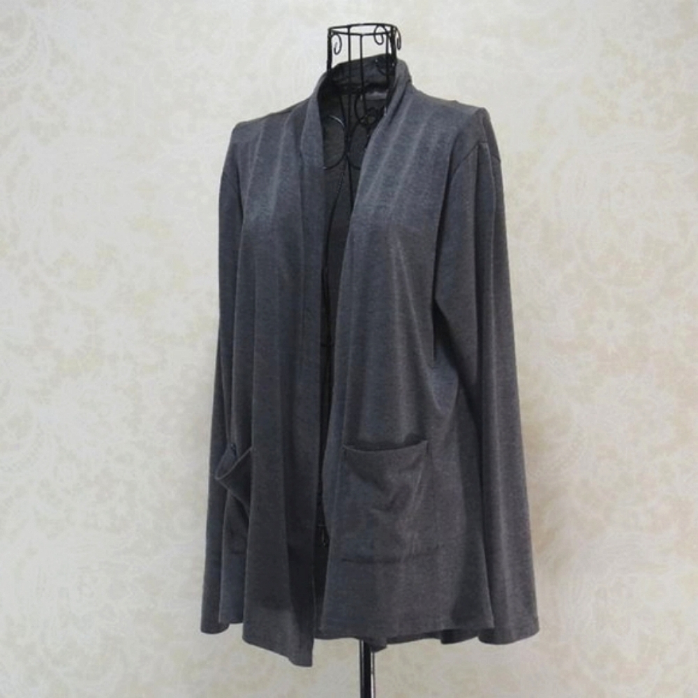 POGTMM Grey Gray Open Front Lightweight Cardigan